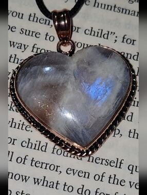 Moonstone ~ Sunstone Heart Pendant Necklace
